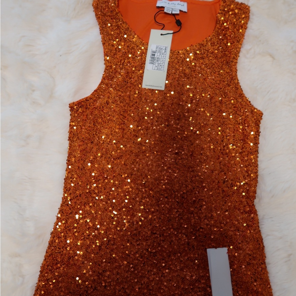 Never Fully Dressed- size 4 Sequin Rust Top